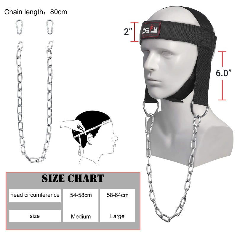 DEFY Challenge Your Fear DEFY Neck Harness, Weight Lifting Neck Exerciser - Workout Equipment for Head, Neck Strengthener for Gym Training â€“ Head Exercise for Men Women - Nylon Adjustable Straps with Metal Chain (Black) - Image 3